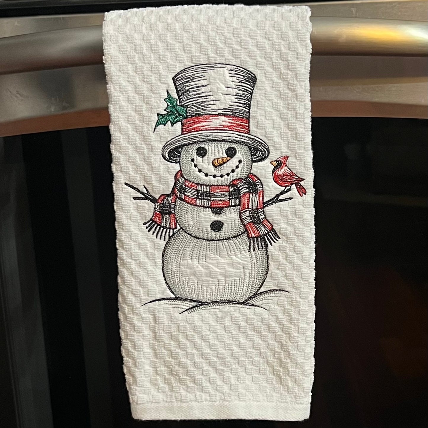 Snowman Towel - Embroidered Christmas Design