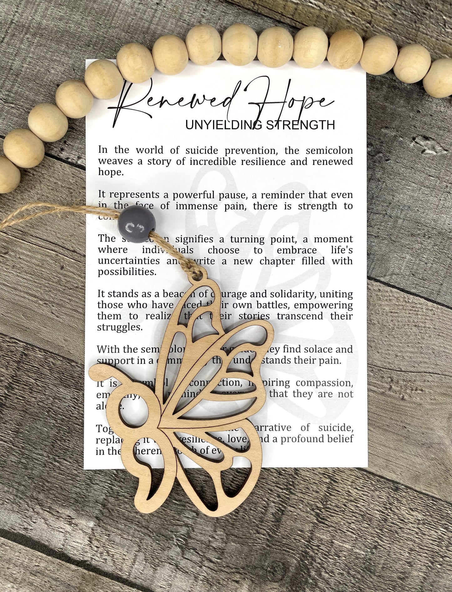 Butterfly Semicolon Ornament - Story of Renewed Hope Unyielding Strength