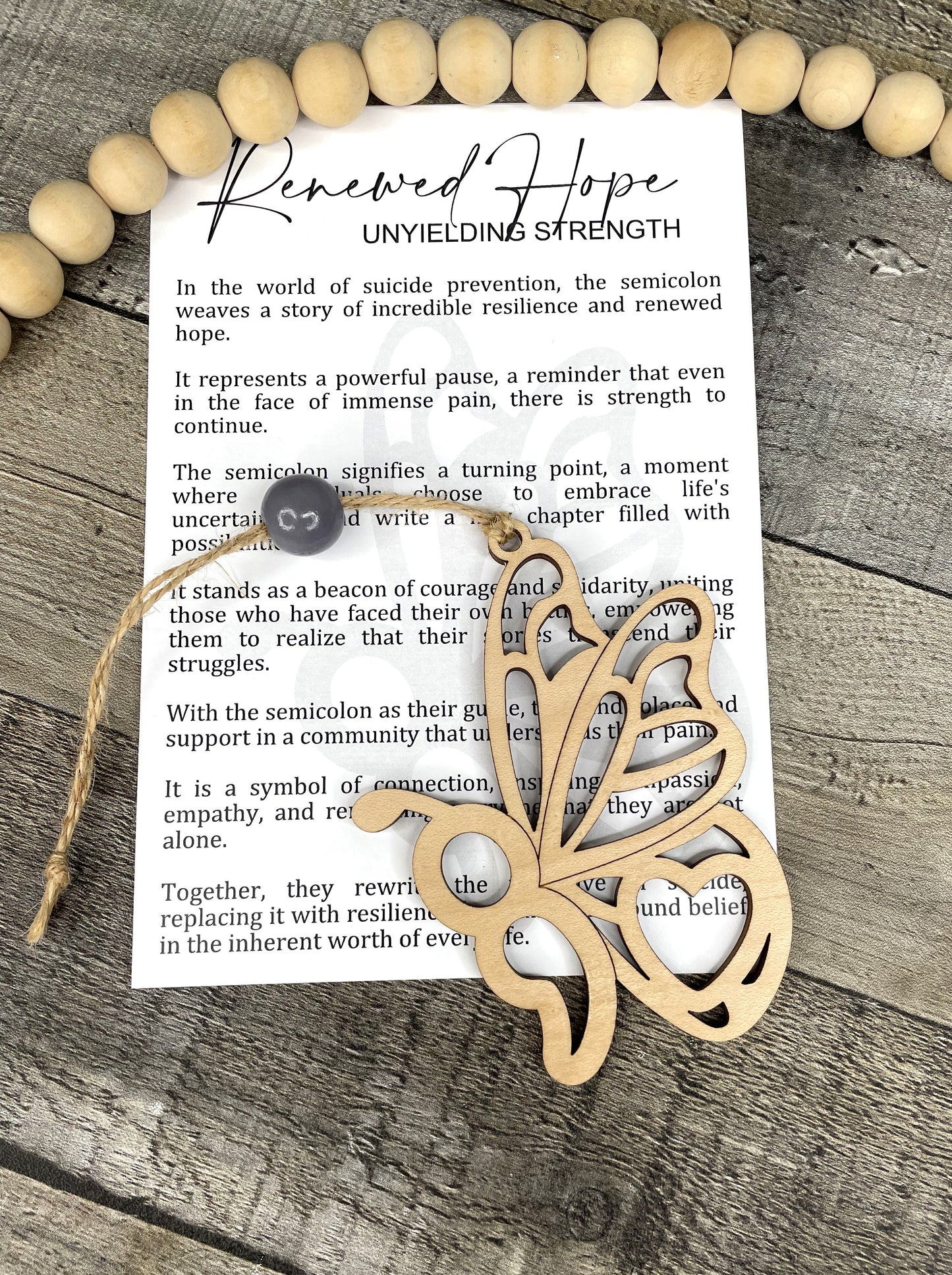 Butterfly Semicolon Ornament - Story of Renewed Hope Unyielding Strength