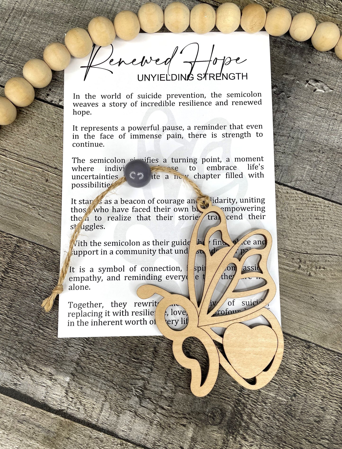 Butterfly Semicolon Ornament - Story of Renewed Hope Unyielding Strength