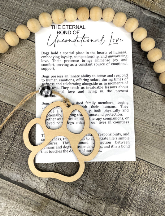 Dog Paw Ornament - Story of The Eternal Bond of Unconditional Love