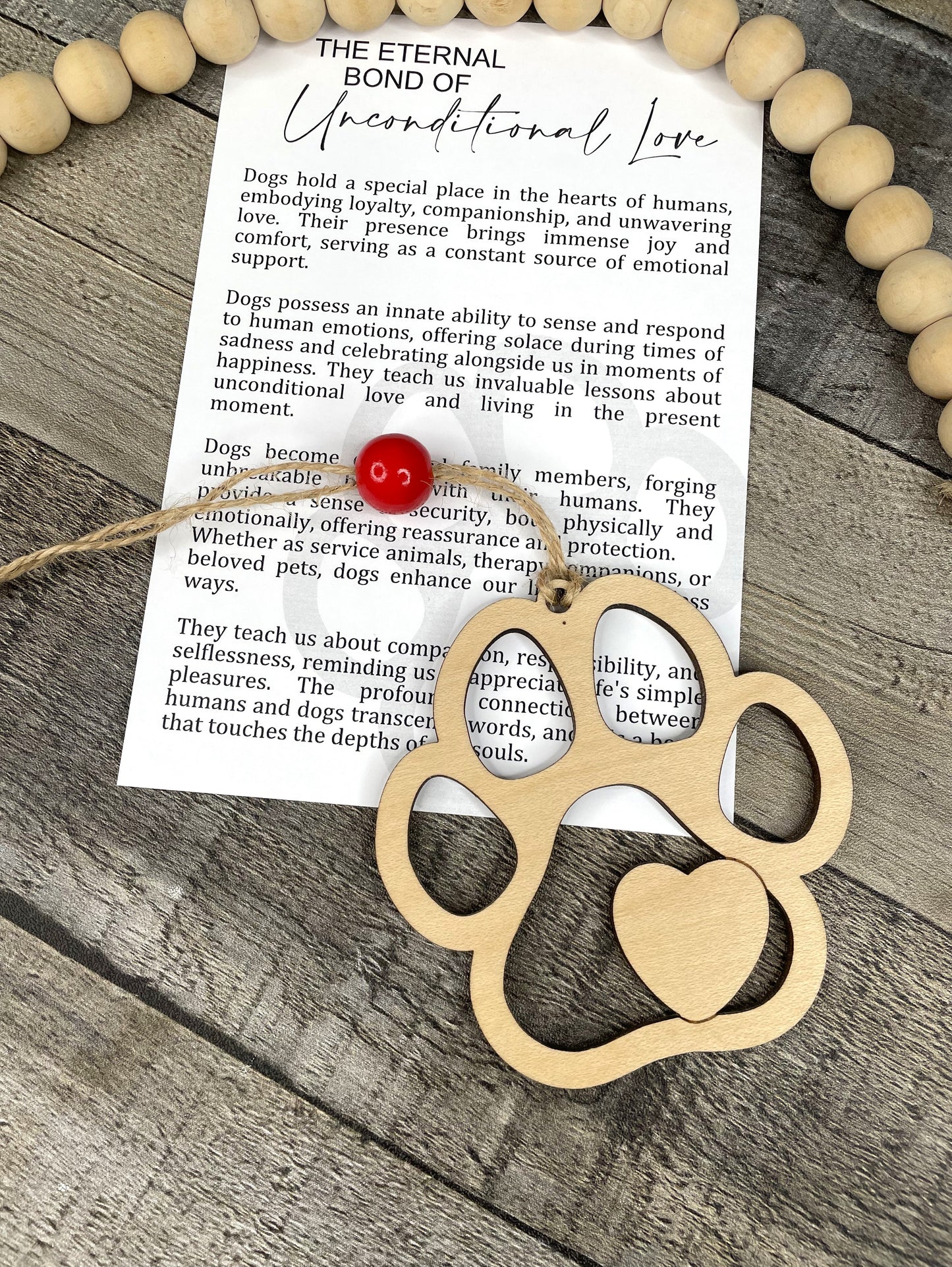 Dog Paw Ornament - Story of The Eternal Bond of Unconditional Love