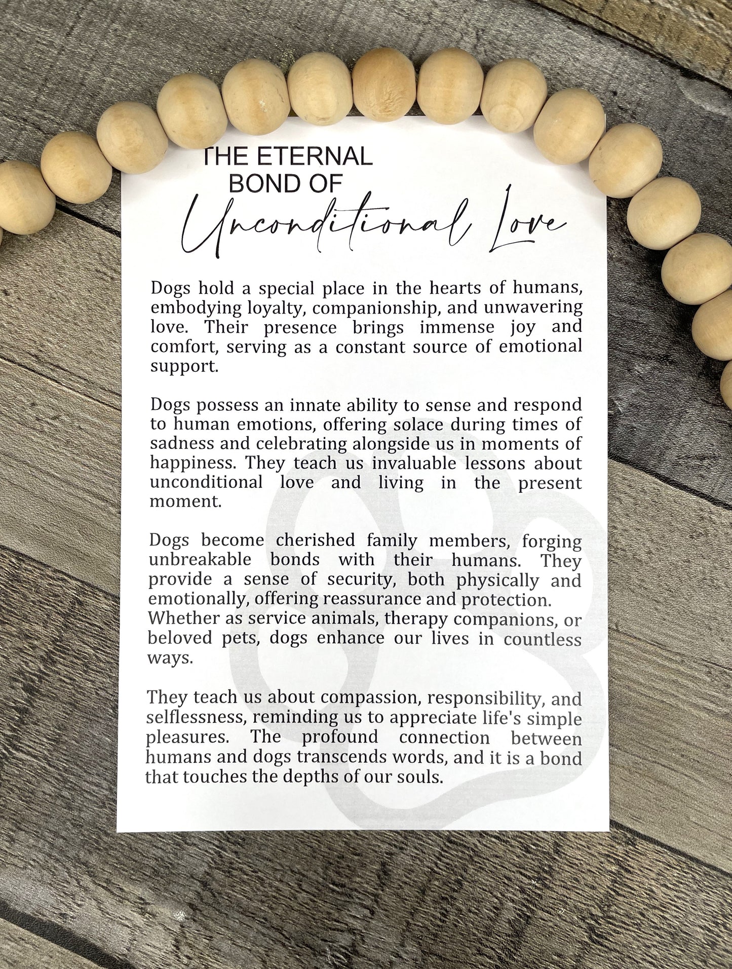 Dog Paw Ornament - Story of The Eternal Bond of Unconditional Love