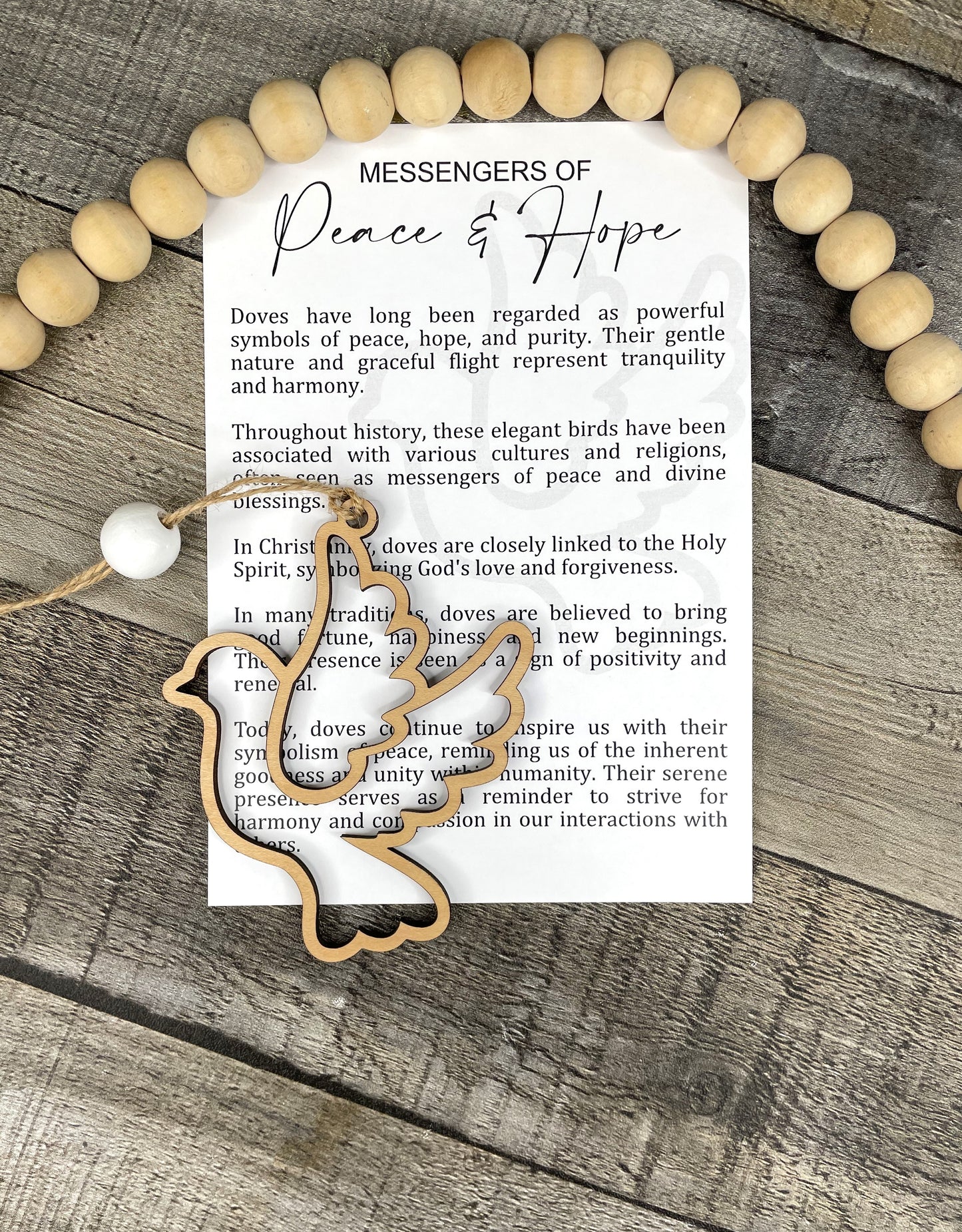Dove Ornament - Story of The Messenger of Peace & Hope