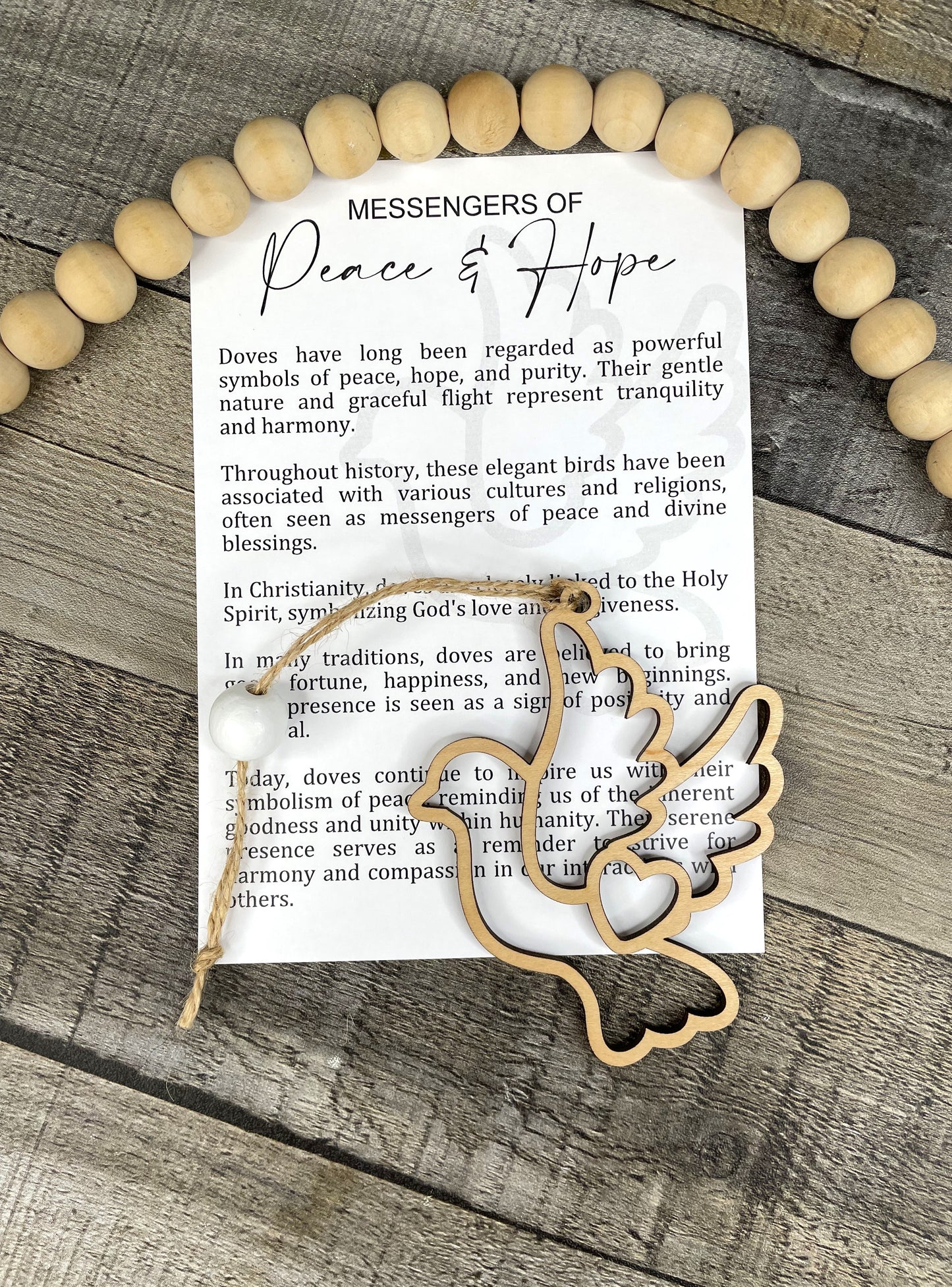 Dove Ornament - Story of The Messenger of Peace & Hope
