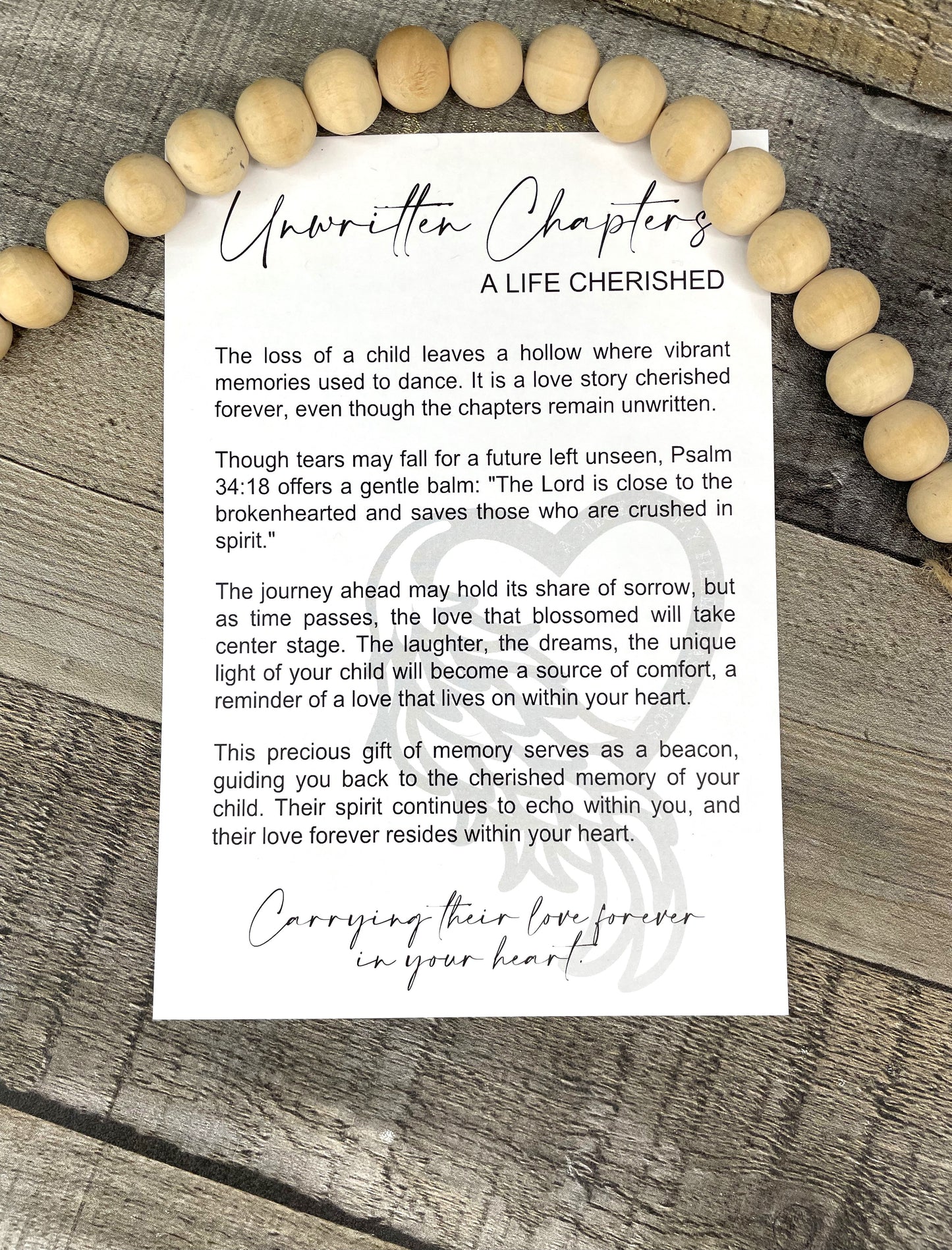 Child Loss Angel Wing Ornament - Story of Unwritten Chapters; A Cherished Life