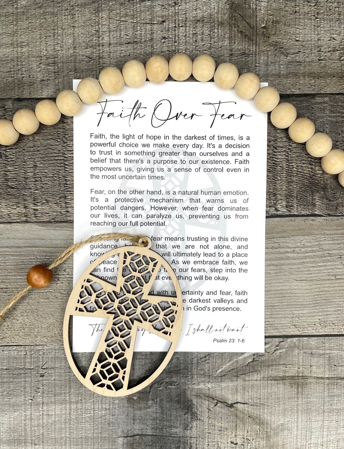 Cross Ornament - Story of Faith Over Fear; Psalm 23:1-6