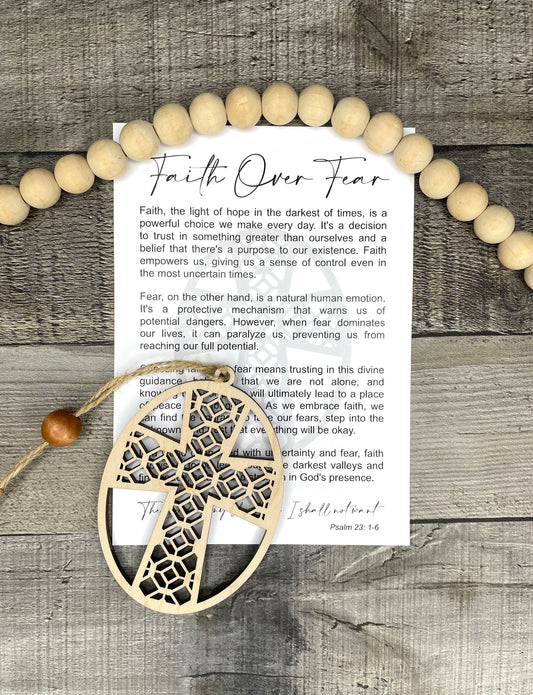 Cross Ornament - Story of Faith Over Fear; Psalm 23:1-6