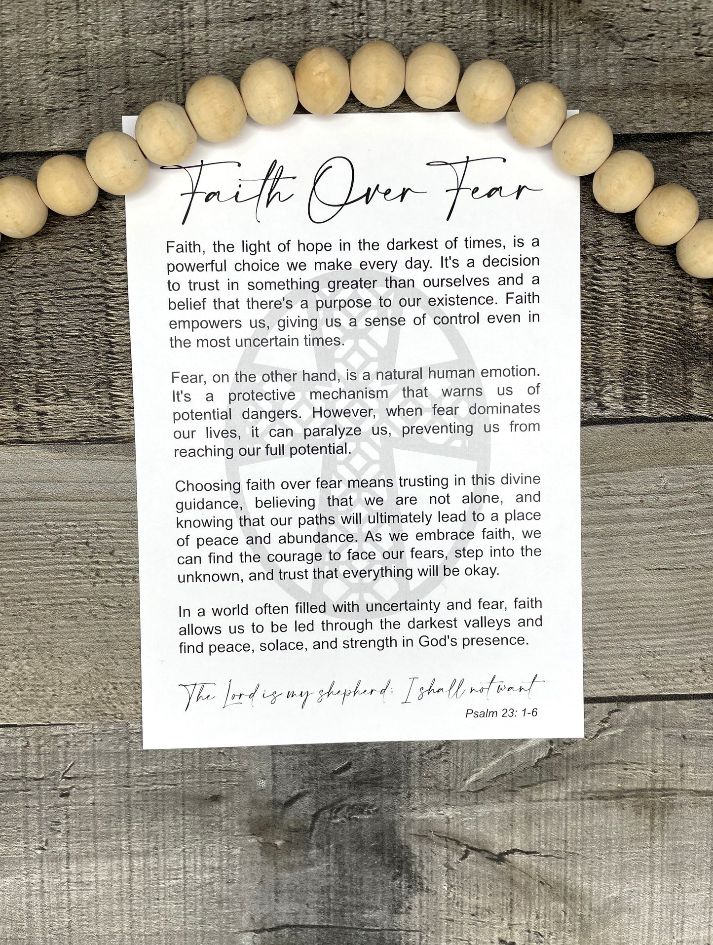 Cross Ornament - Story of Faith Over Fear; Psalm 23:1-6