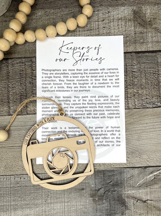 Camera Photographer Ornament - Story of Keeper of Our Stories
