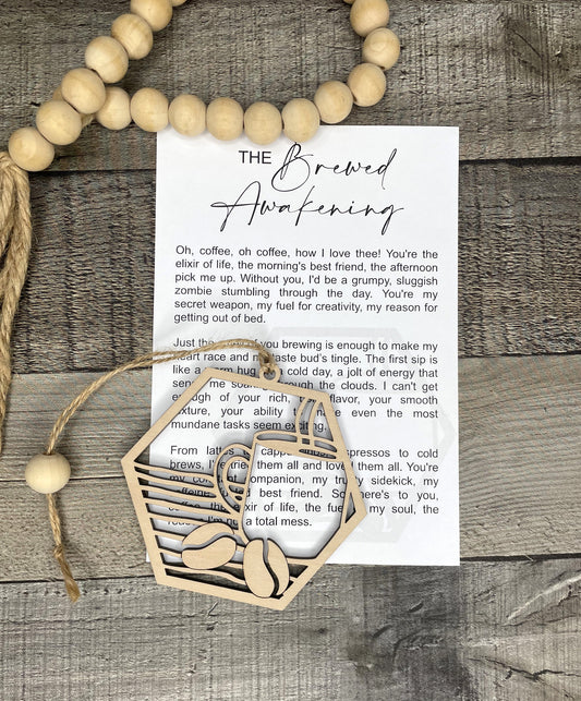 Coffee Lover Ornament - Story of The Brewed Awakening