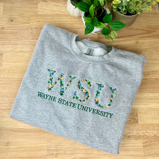 College Floral Sweatshirt - Custom Embroidered Design