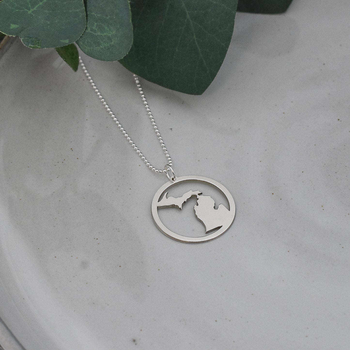 Michigan Circle Sterling Silver Necklace