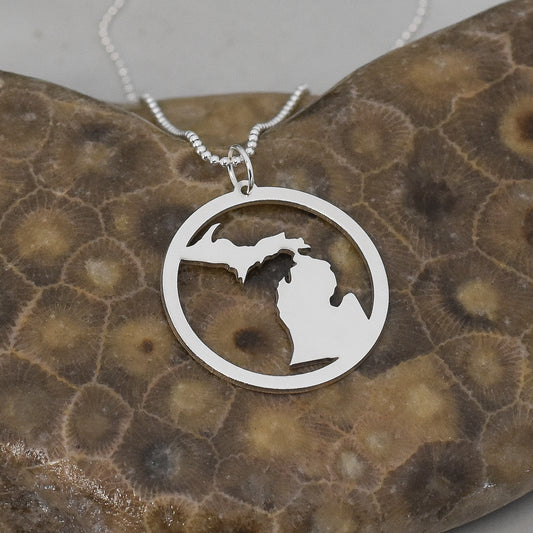 Michigan Circle Sterling Silver Necklace