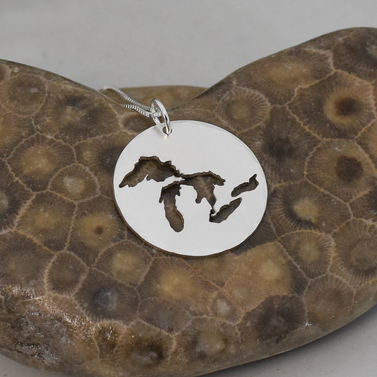Great Lakes State Sterling Silver Necklace - Michigan