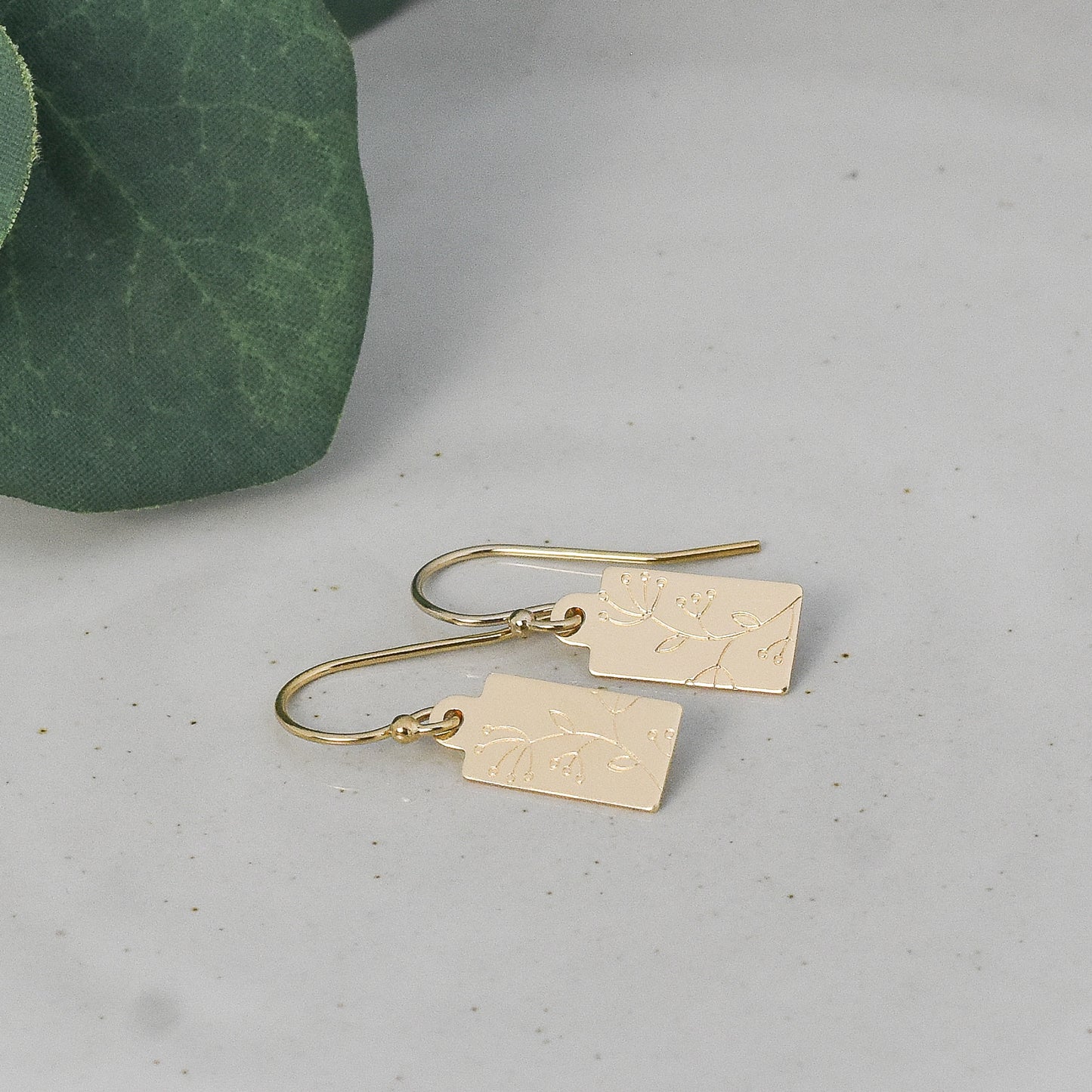 Budding Branch Tag Earrings - Gold or Silver