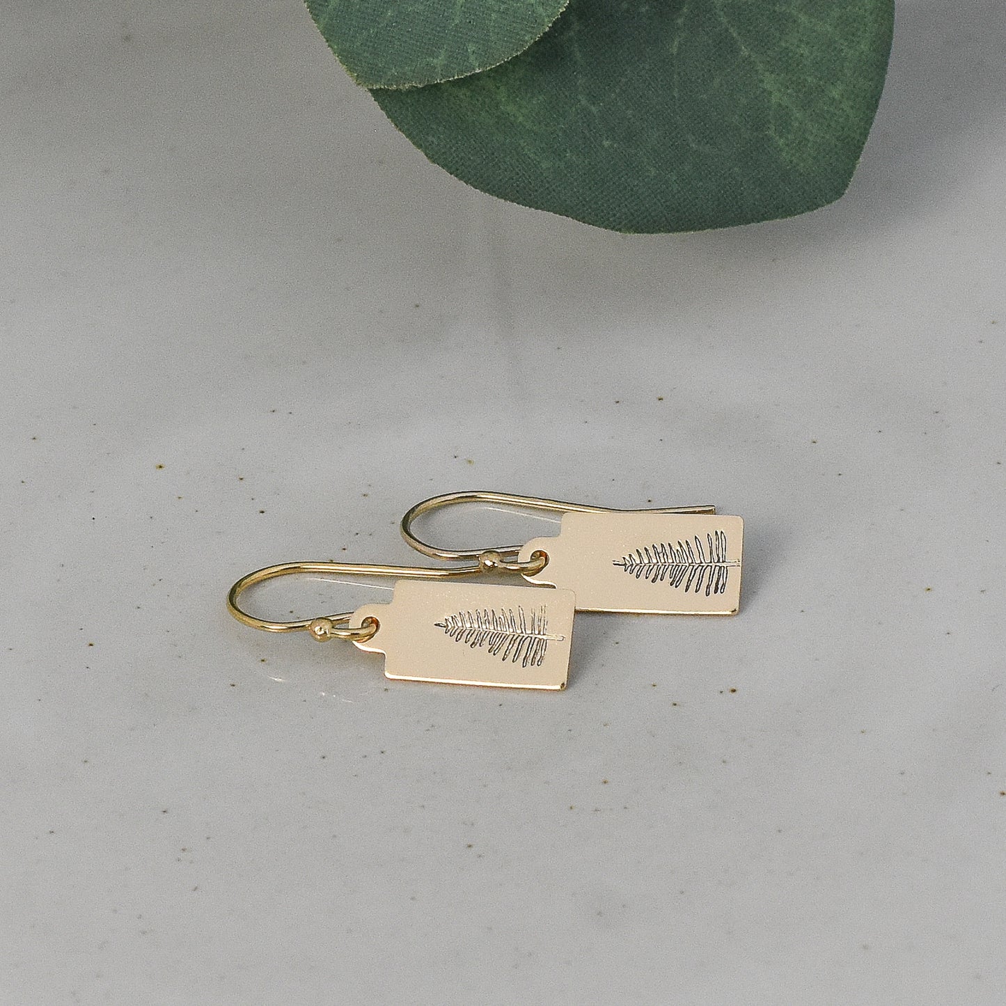 Evergreen Tree Rectangle Earrings - Gold or Silver