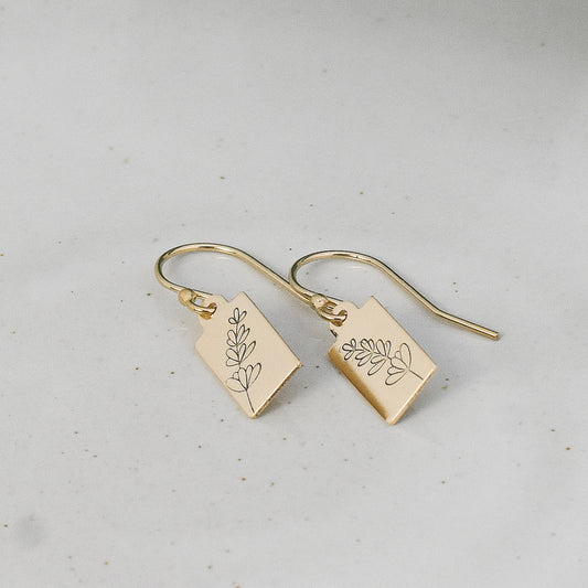 Lavender Stem Earrings - Gold or Silver