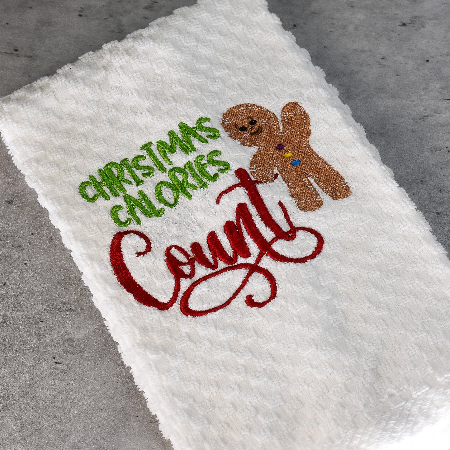 Christmas Calories Count Hand Towel 100% Cotton Waffle Weave Towel