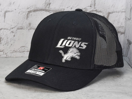 Detroit Lions Football Trucker Hat - Custom Leatherette Logo