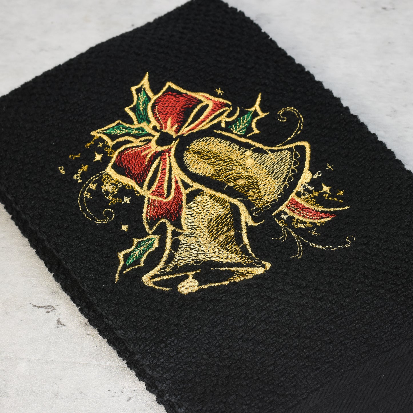 Bell Holiday Towel - Embroidered Christmas Design