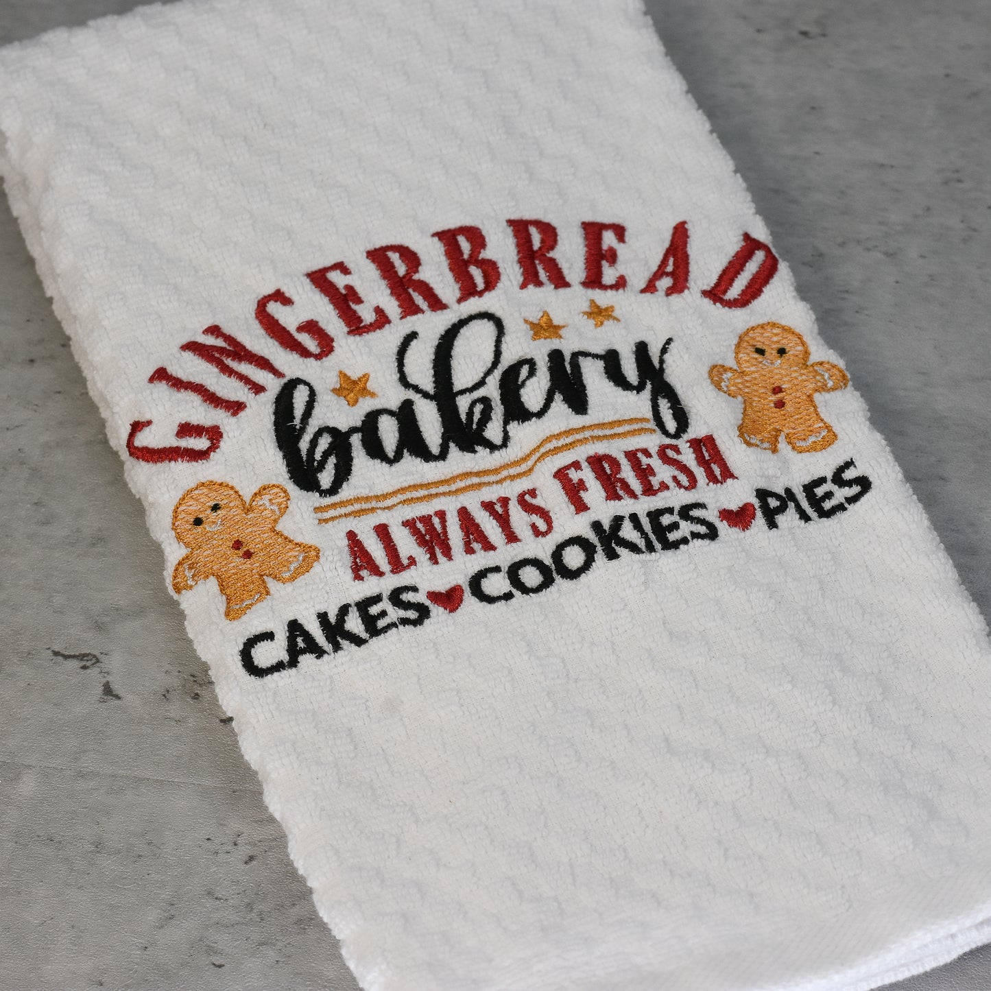 Gingerbread Bakery Holiday Kitchen Towel - Embroidered
