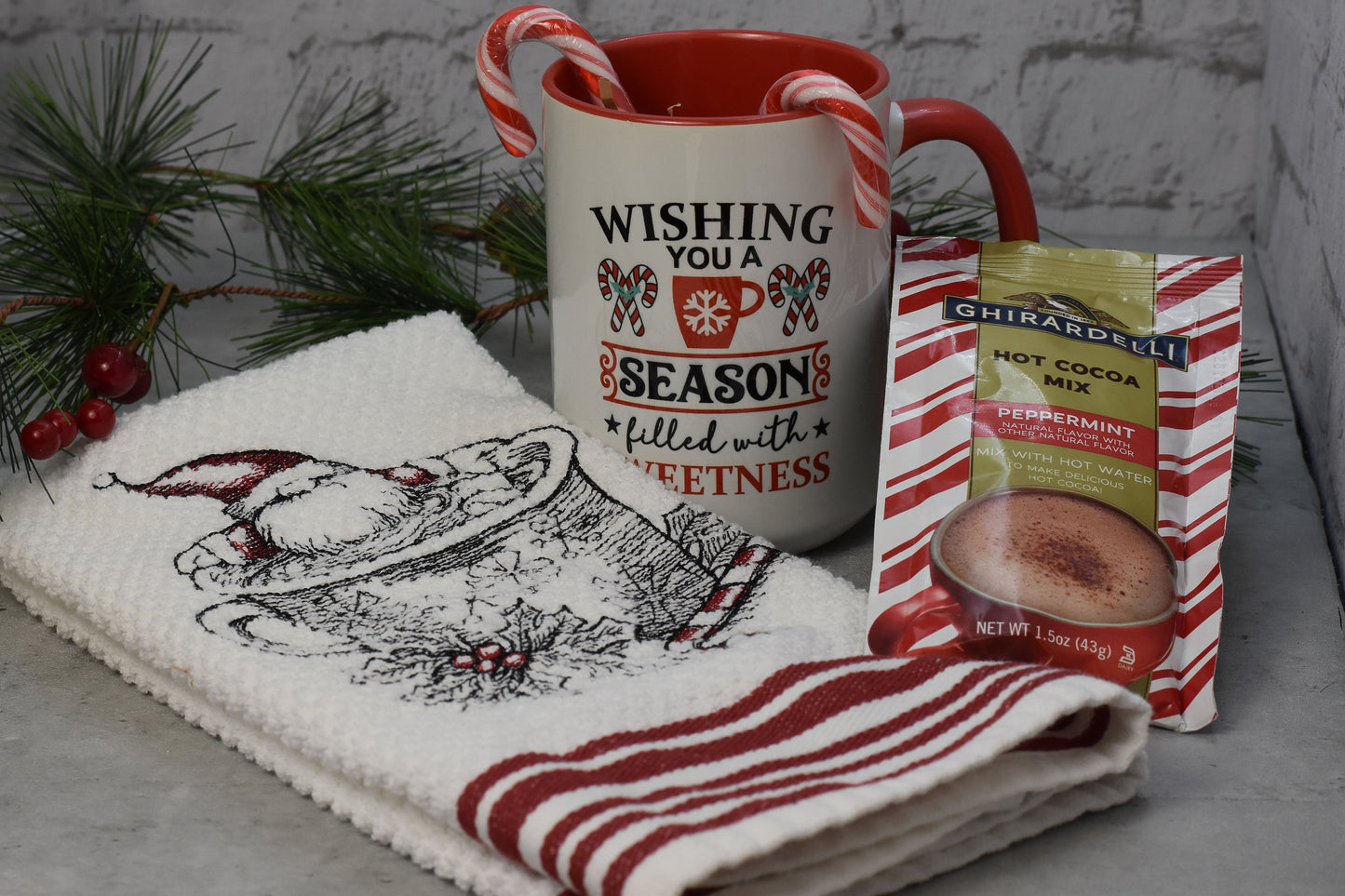 Santa Gnome Hot Chocolate Gift Set - Towel & Mug