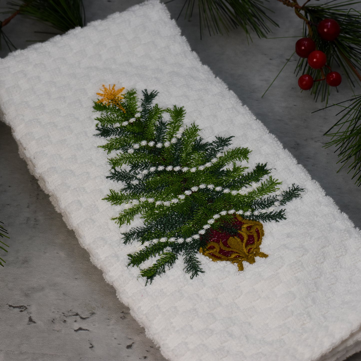 Embroidered Elegant Christmas Tree Towel