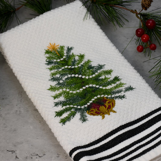 Embroidered Elegant Christmas Tree Towel