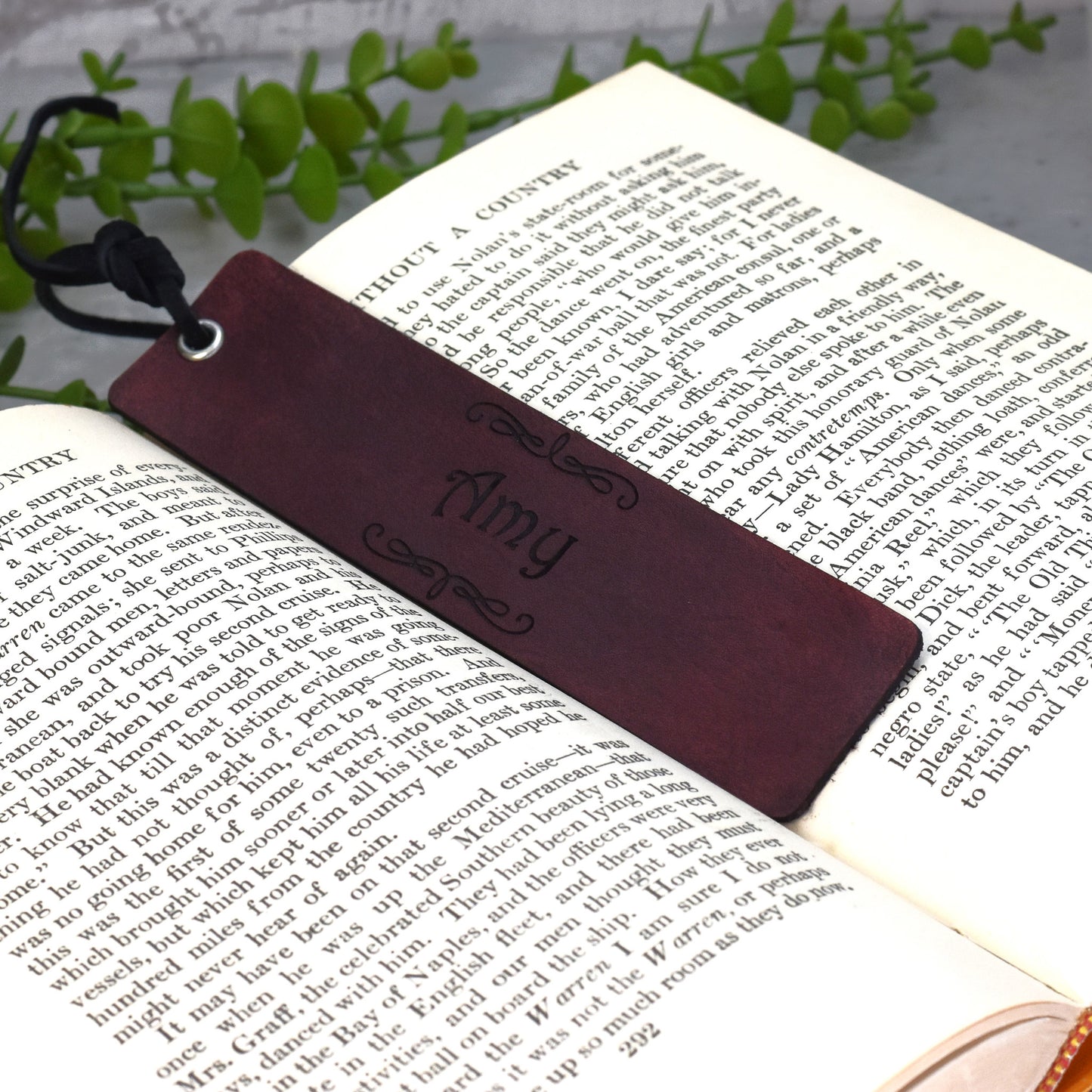 Personalized Leather Bookmark - Engraved Name