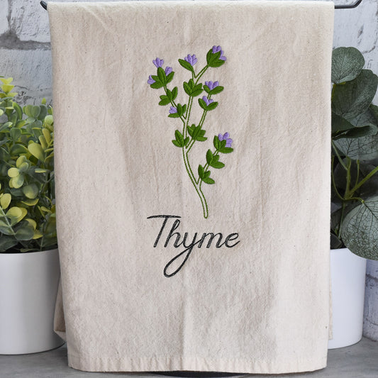 Thyme Herb Collection - Embroidered Flour Sack Towel