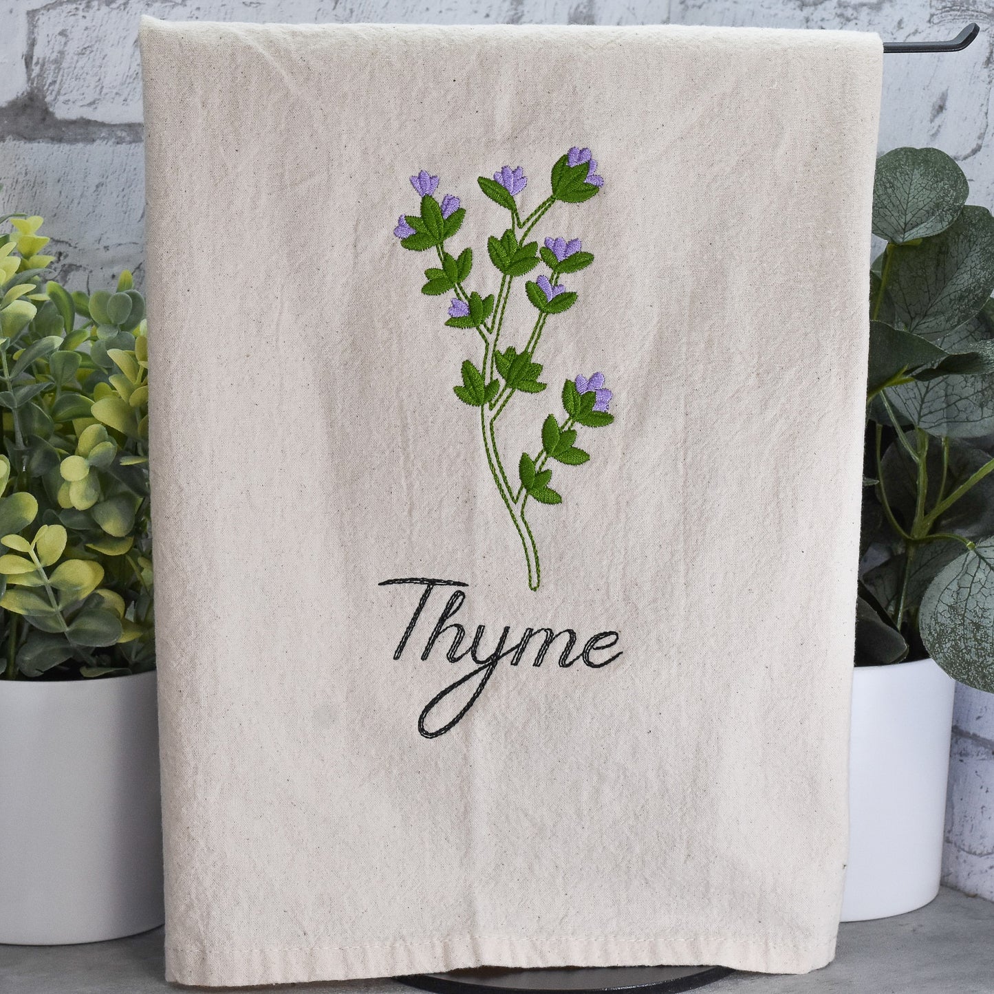 Thyme Herb Collection - Embroidered Flour Sack Towel