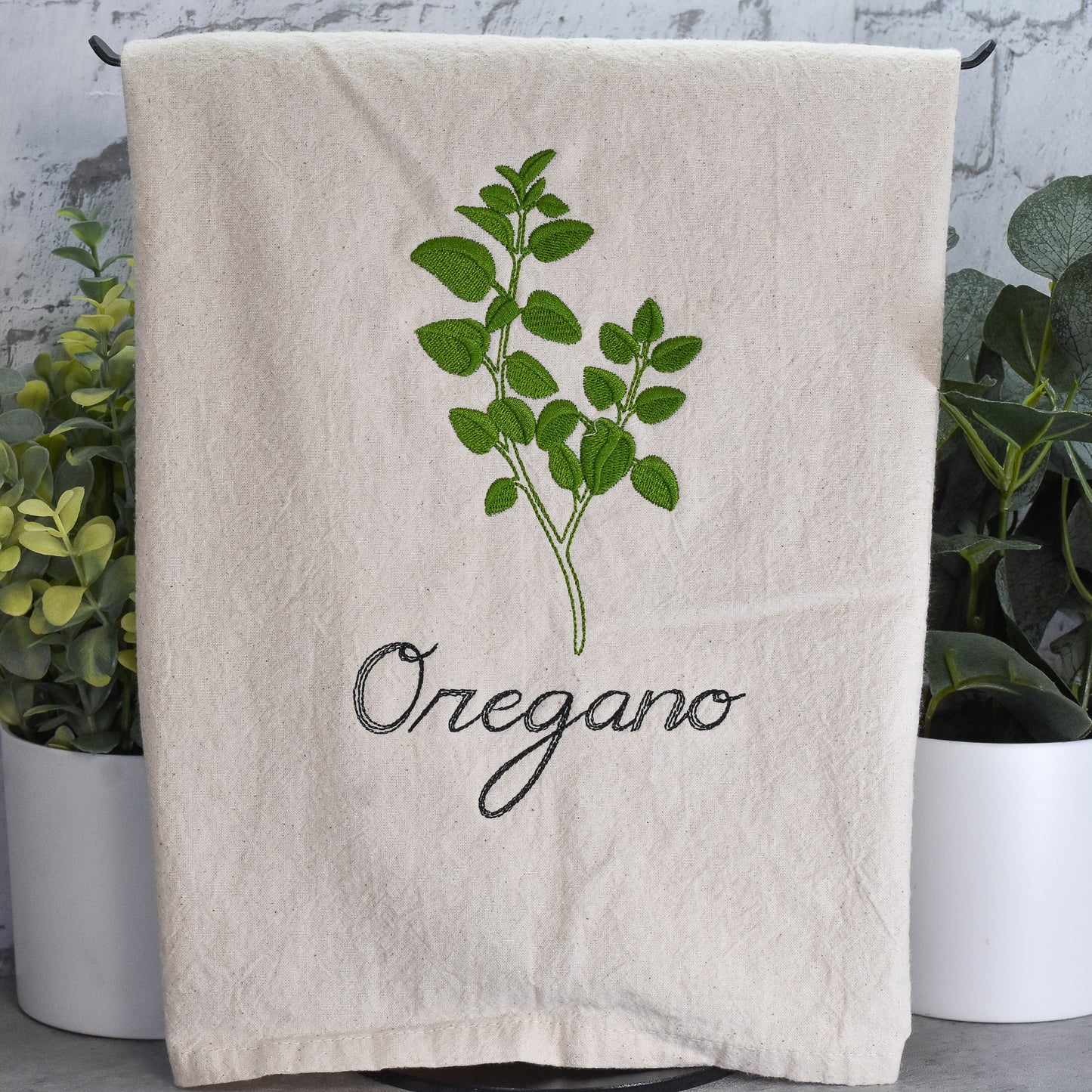 Oregano Herb Flour Sack Towel - Custom Embroidery