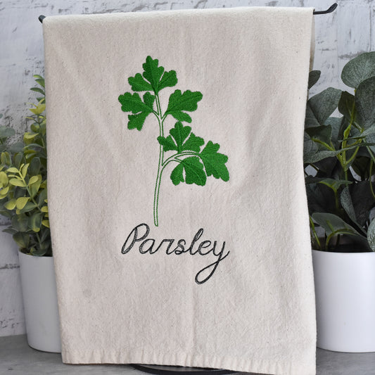 Parsley Herb Collection - Embroidered Flour Sack Towel