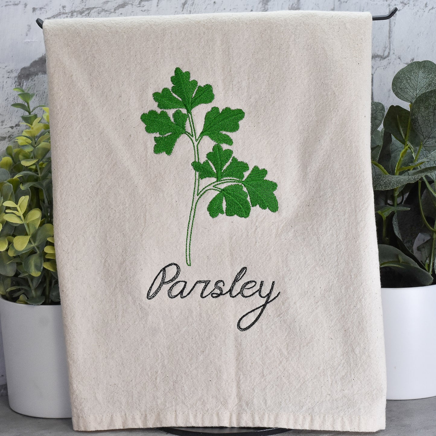 Parsley Herb Collection - Embroidered Flour Sack Towel