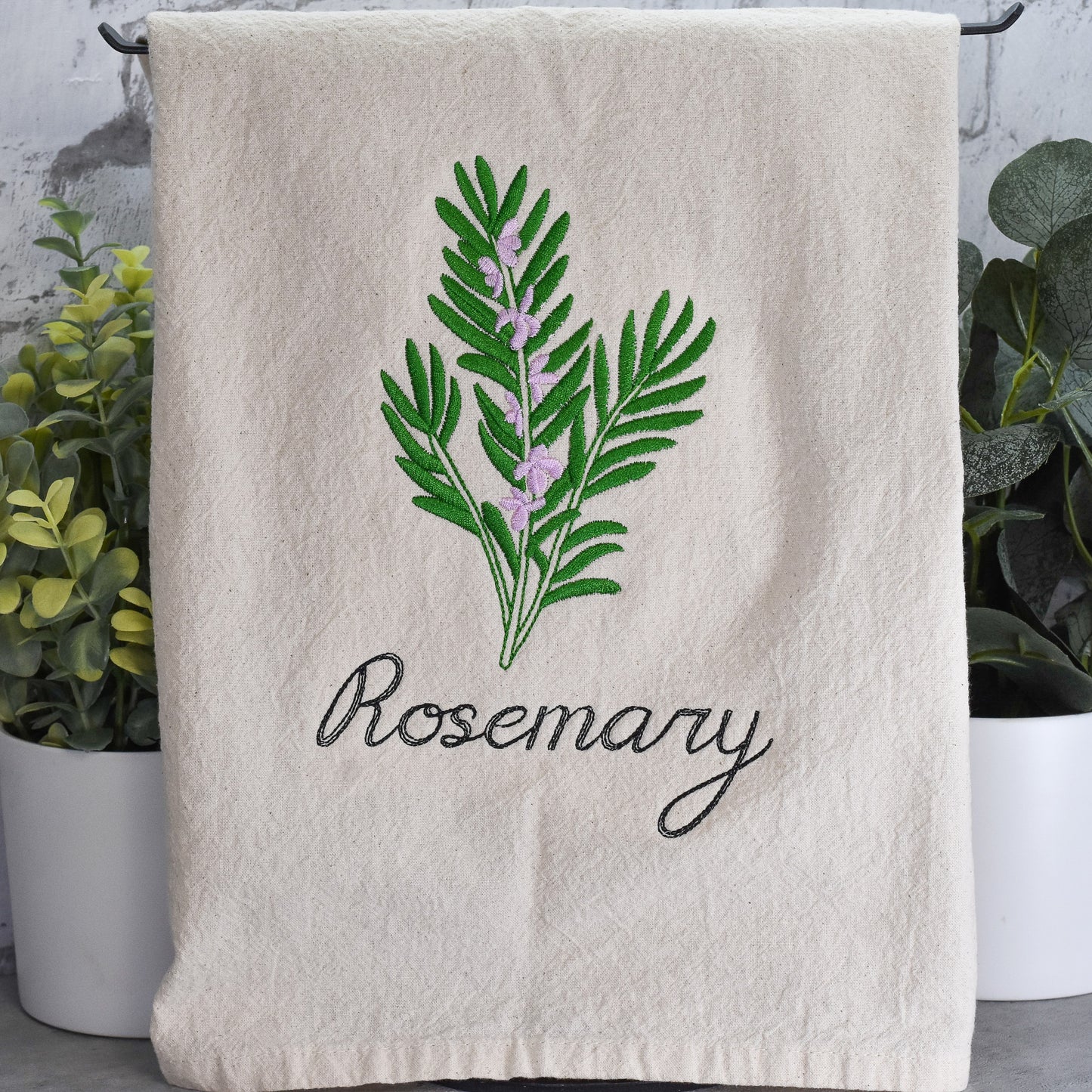 Rosemary Herb Collection - Embroidered Flour Sack Towel