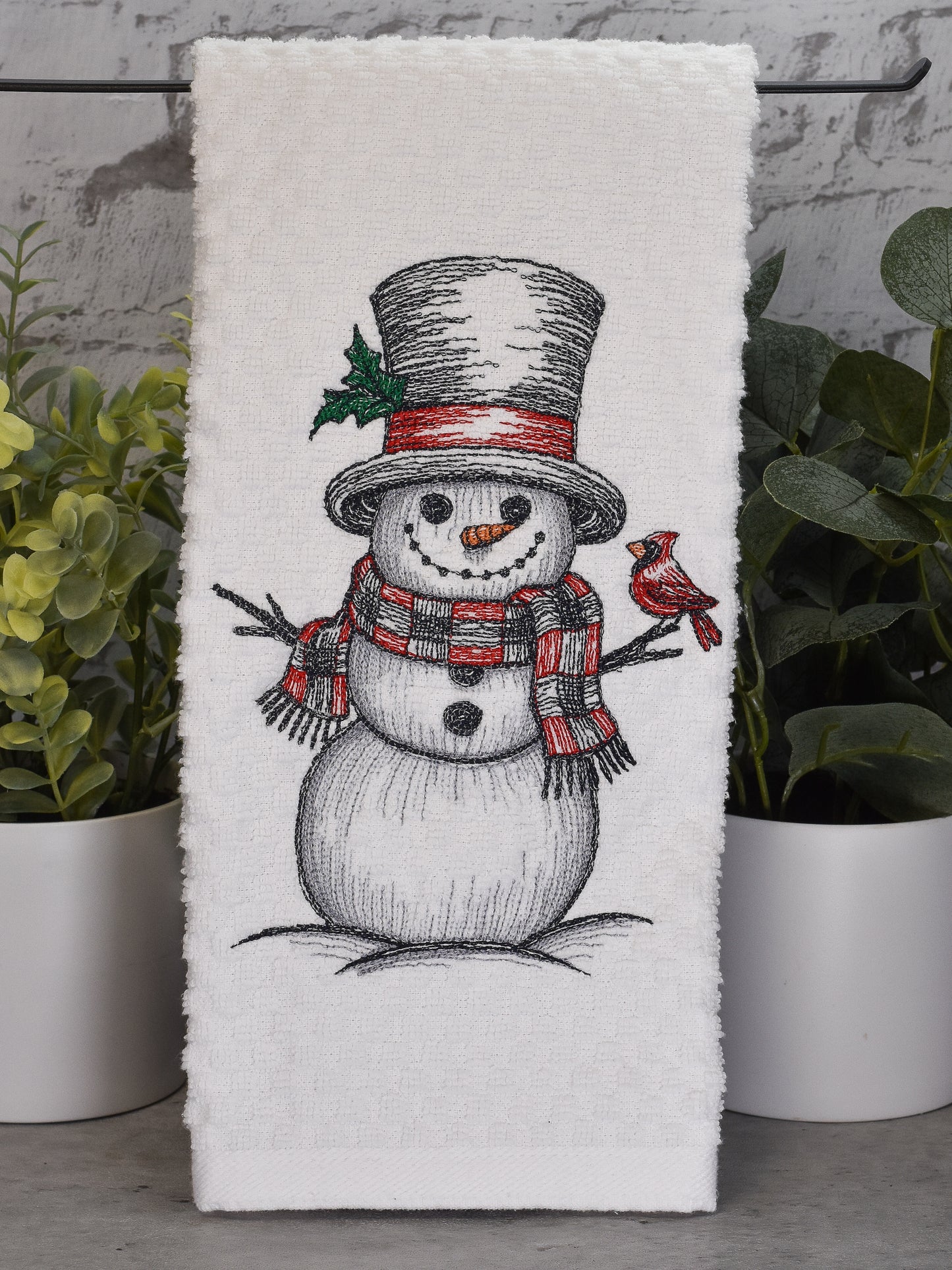 Snowman Towel - Embroidered Christmas Design