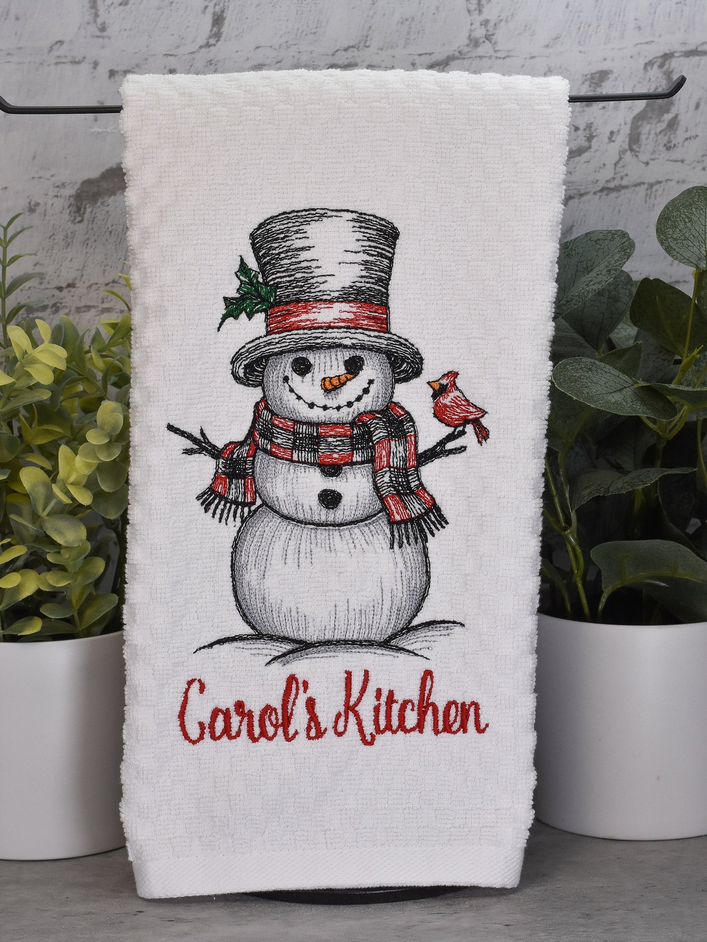 Snowman Towel - Embroidered Christmas Design