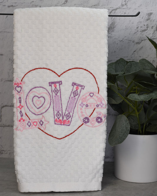 Valentine's Day LOVE Towel - Embroidered