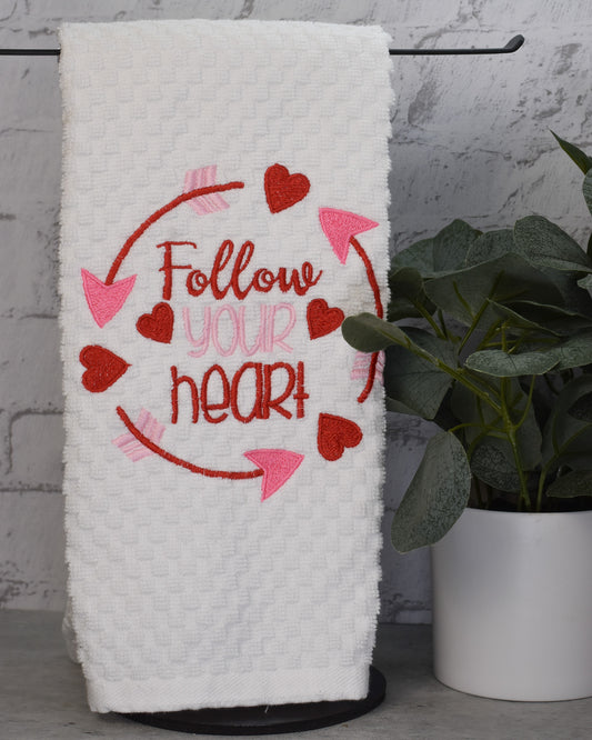 Follow Your Heart Towel - Embroidered