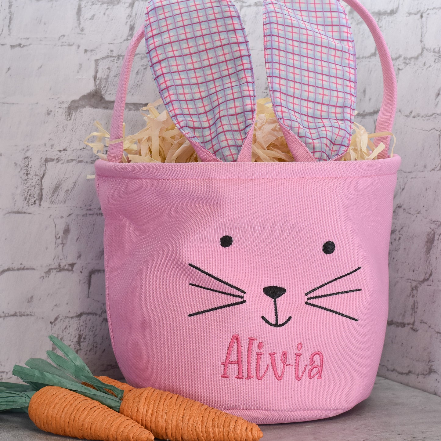 Bunny Ear Easter Basket - Embroidered Name