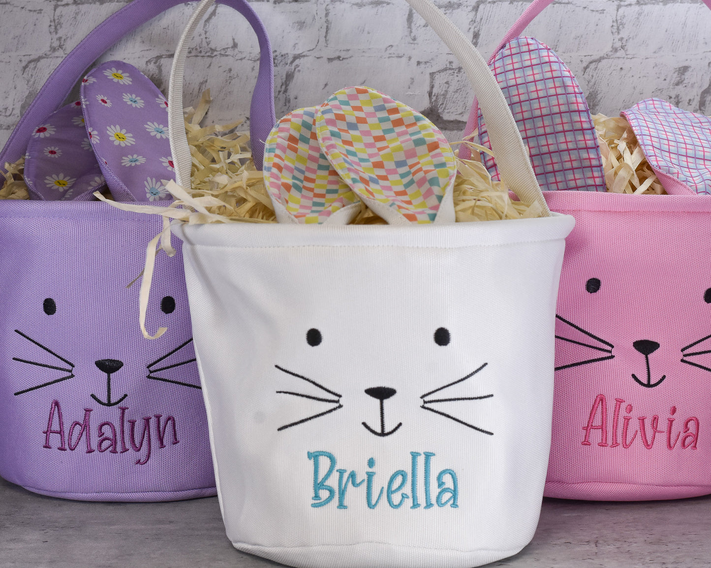 Bunny Ear Easter Basket - Embroidered Name