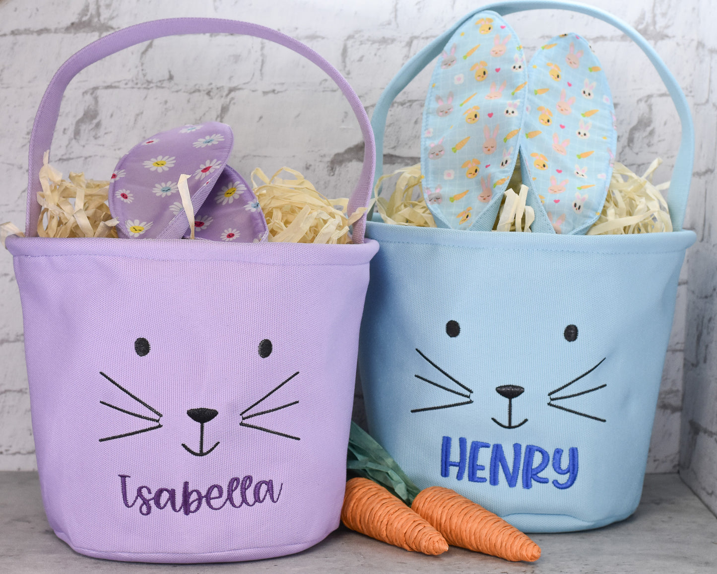 Bunny Ear Easter Basket - Embroidered Name