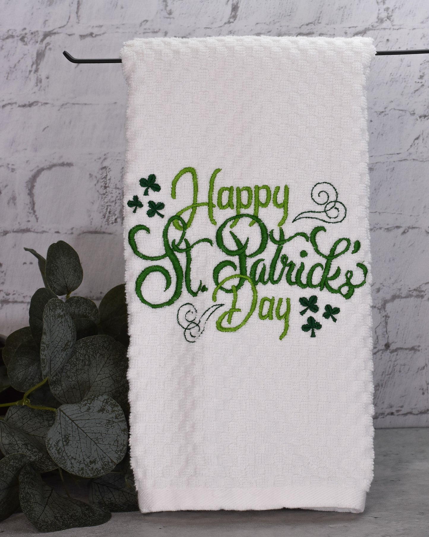 Happy St. Patrick's Day Towel - Embroidered