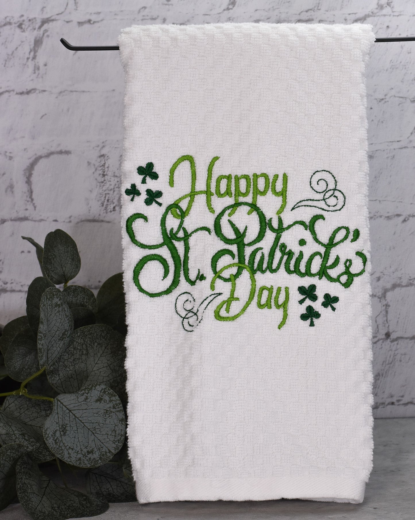 Happy St. Patrick's Day Towel - Embroidered