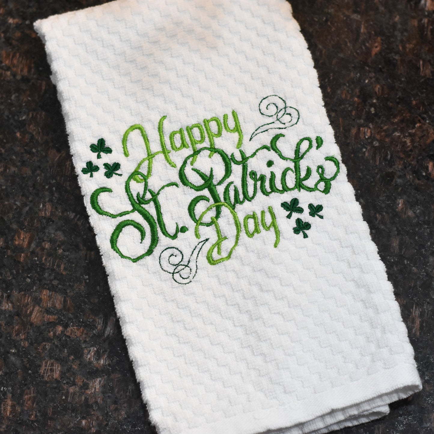 Happy St. Patrick's Day Towel - Embroidered