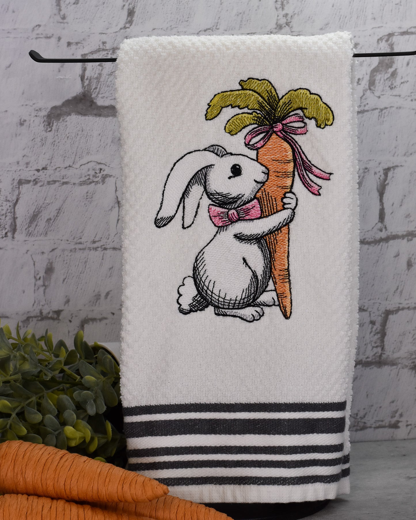 Cuddly Easter Bunny Embroidered Towel