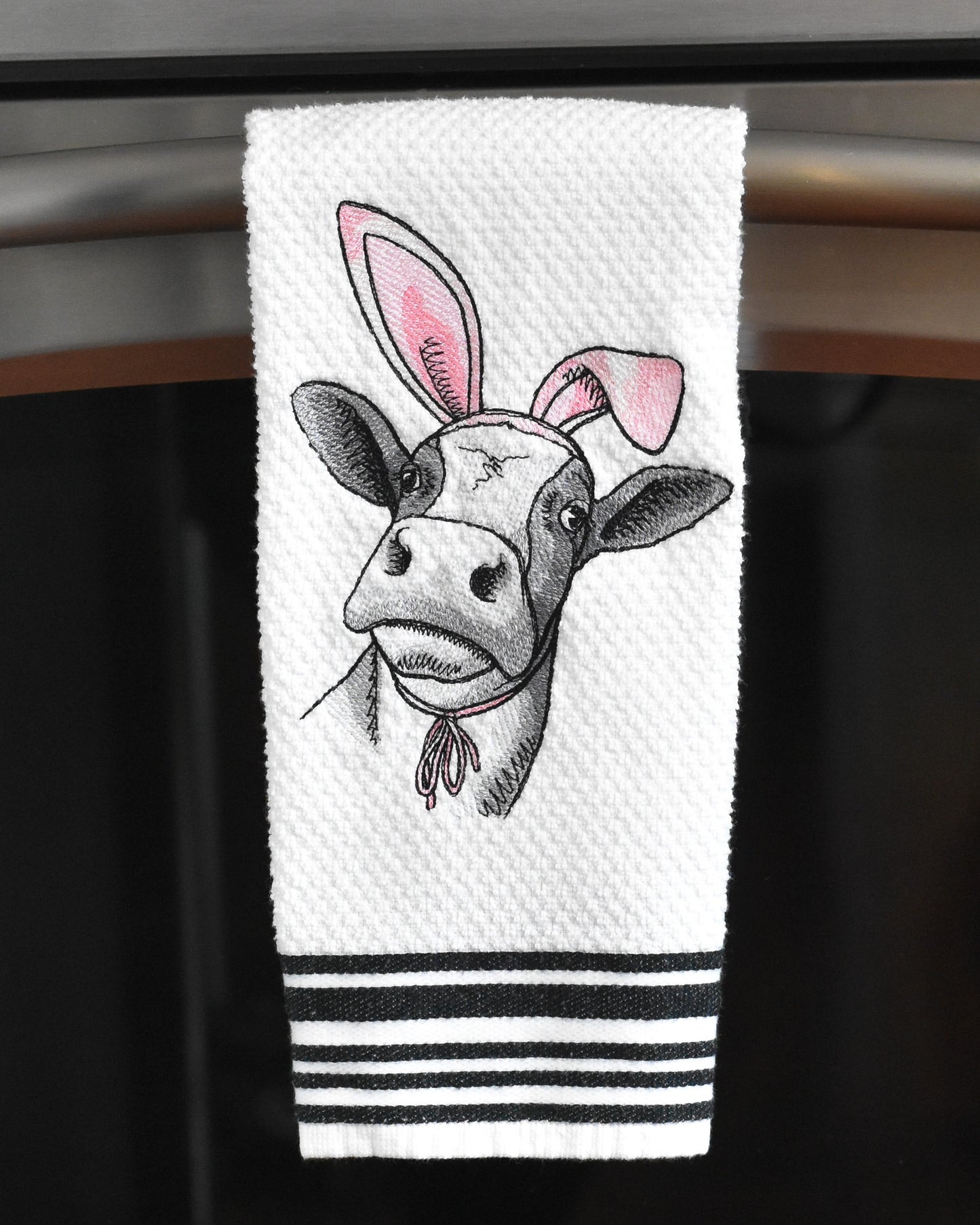 Easter Bunny Cow Embroidered Towel