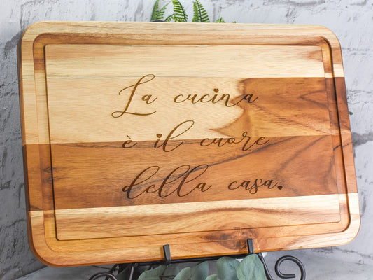 Custom Engraved Teak Cutting Board with Juice Groove