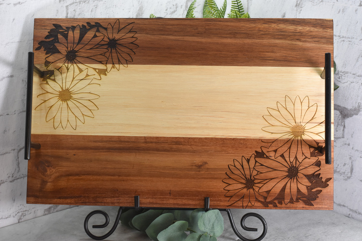 Acacia Wood Tray with Handles